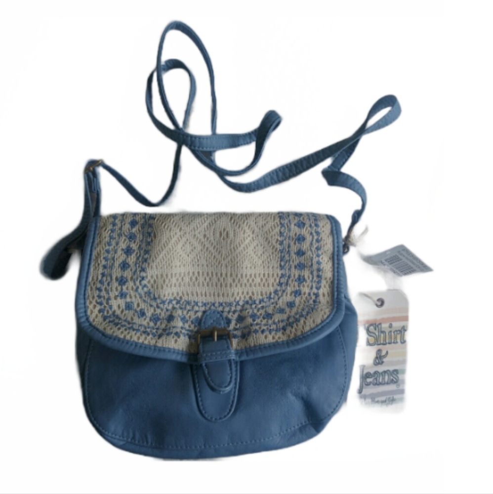 T-shirt & Jeans Blue Crossbodu Purses with Lace
